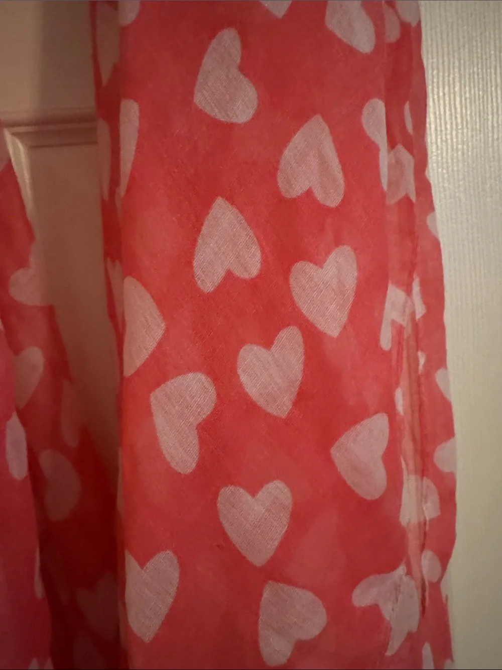 Pink Heart Print Lightweight Scarf